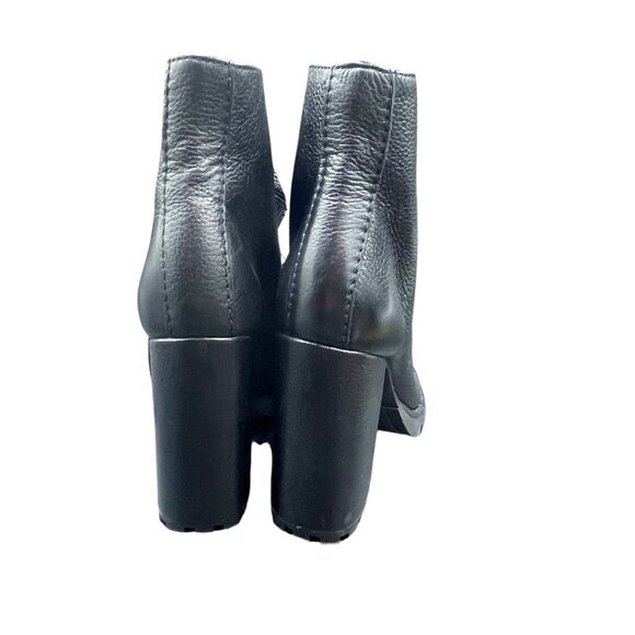 Schutz Zhara Lug Sole Boots Women’s 8.5 B Leather Black Lace Up Heeled - Picture 4 of 7